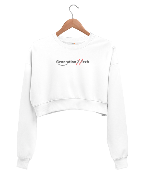 Generation Z - Z Kuşağı Beyaz Kadın Crop Sweatshirt