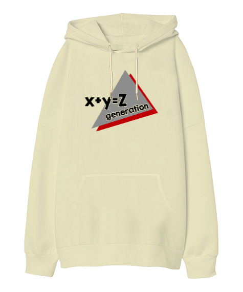 Generation Z - Z Kuşağı Krem Oversize Unisex Kapüşonlu Sweatshirt