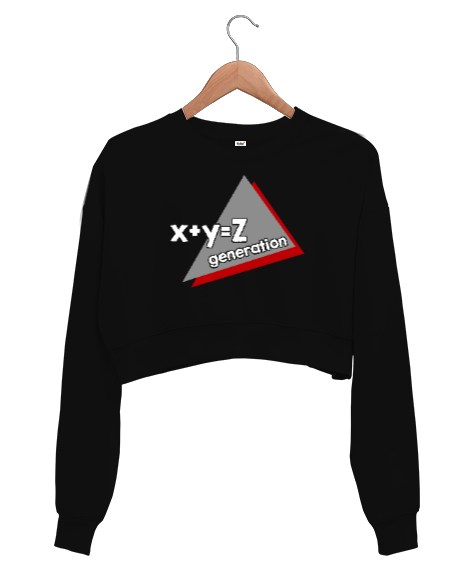 Generation Z - Z Kuşağı Siyah Kadın Crop Sweatshirt