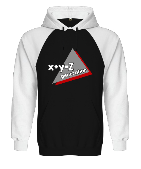 Generation Z - Z Kuşağı Siyah/Beyaz Orjinal Reglan Hoodie Unisex Sweatshirt