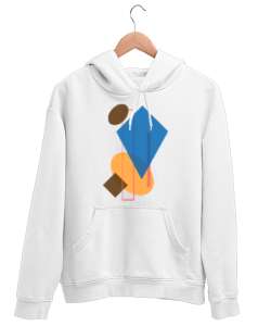 GEO ART Beyaz Unisex Kapşonlu Sweatshirt