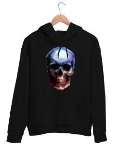 Geometrik Kurukafa Siyah Unisex Kapşonlu Sweatshirt