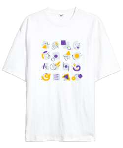 Geometrik Şekiller - Shape Beyaz Oversize Unisex Tişört