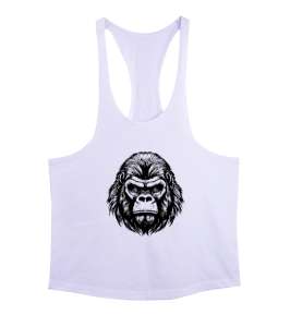 Gerçekçi Karakalem Orangutan Tasarımı Beyaz Erkek Tank Top Atlet