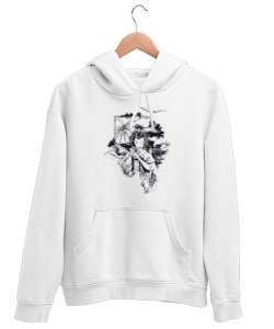 Geyşa - Geişa- Japon Kültürü Beyaz Unisex Kapşonlu Sweatshirt