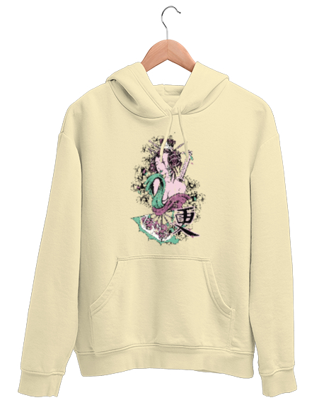 Tisho - Geyşa - Geisha- Japon Kültürü Krem Unisex Kapşonlu Sweatshirt