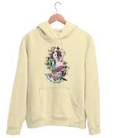 Geyşa - Geisha- Japon Kültürü Krem Unisex Kapşonlu Sweatshirt - Thumbnail