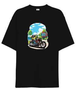 Gezgin Motorcu Limon - Discover - Traveller Lemon Siyah Oversize Unisex Tişört