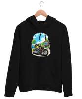 Gezgin Motorcu Limon - Discover - Traveller Lemon Siyah Unisex Kapşonlu Sweatshirt - Thumbnail