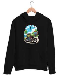 Gezgin Motorcu Limon - Discover - Traveller Lemon Siyah Unisex Kapşonlu Sweatshirt