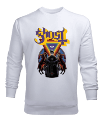 Ghost Rock Tasarım Baskılı Beyaz Erkek Sweatshirt