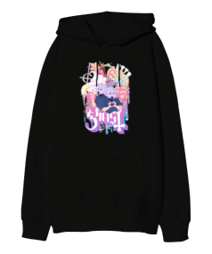 Ghost Rock Tasarım Baskılı Oversize Unisex Kapüşonlu Sweatshirt