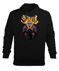 Ghost Rock Tasarım Baskılı Siyah Erkek Kapüşonlu Hoodie Sweatshirt