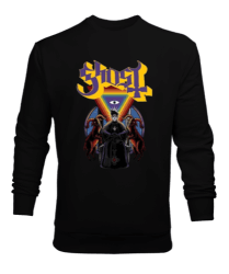 Ghost Rock Tasarım Baskılı Siyah Erkek Sweatshirt