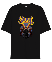 Ghost Rock Tasarım Baskılı Siyah Oversize Unisex Tişört