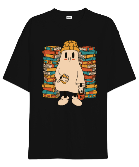 Tisho - Ghost Siyah Oversize Unisex Tişört