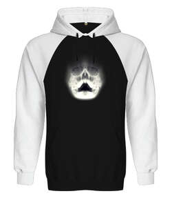 Ghost Skull Siyah/Beyaz Orjinal Reglan Hoodie Unisex Sweatshirt