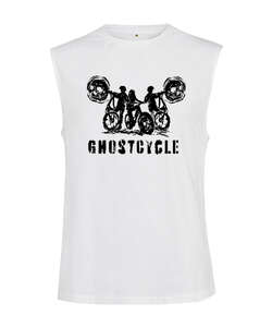 Ghostcycle - Hayalet Sürücü Beyaz Kesik Kol Unisex Tişört