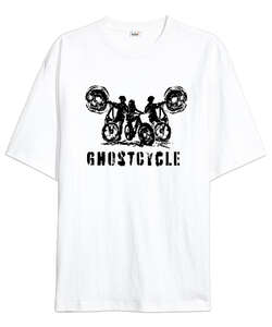 Ghostcycle - Hayalet Sürücü Beyaz Oversize Unisex Tişört