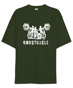 Ghostcycle - Hayalet Sürücü Haki Yeşili Oversize Unisex Tişört