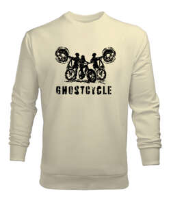 Ghostcycle - Hayalet Sürücü Krem Erkek Sweatshirt