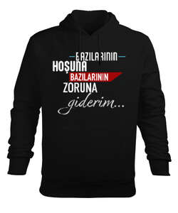 Giderim Siyah Erkek Kapüşonlu Hoodie Sweatshirt