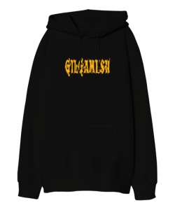 gilgamesh Siyah Oversize Unisex Kapüşonlu Sweatshirt