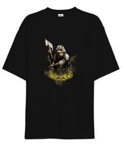 Gimli Yüzüklerin Efendisi Axe Tasarımı Baskılı Siyah Oversize Unisex Tişört