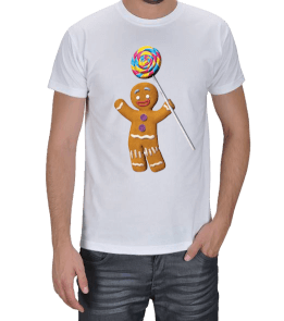 Gingerbread Man baskılı tişört Erkek Tişört