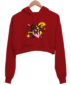 Girl Power Kadın Crop Hoodie Kapüşonlu Sweatshirt