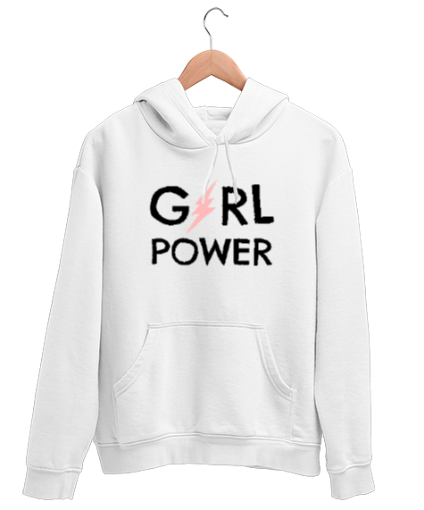 Tisho - Girl Power - Kız Gücü V2 Beyaz Unisex Kapşonlu Sweatshirt