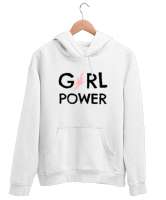 Girl Power - Kız Gücü V2 Beyaz Unisex Kapşonlu Sweatshirt - Thumbnail