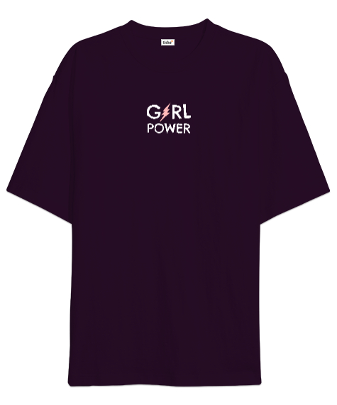 Tisho - Girl Power - Kız Gücü V2 Koyu Mor Oversize Unisex Tişört