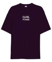 Girl Power - Kız Gücü V2 Koyu Mor Oversize Unisex Tişört - Thumbnail