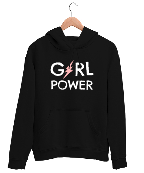 Tisho - Girl Power - Kız Gücü V2 Siyah Unisex Kapşonlu Sweatshirt