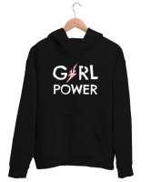 Girl Power - Kız Gücü V2 Siyah Unisex Kapşonlu Sweatshirt - Thumbnail