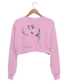 Girl with earrings Kadın Crop Sweatshirt