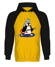 Gitar çalan penguenlı sweatshirt Orjinal Reglan Hoodie Unisex Sweatshirt