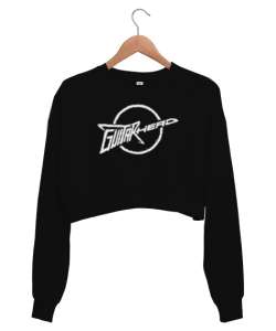 Gitar Kafası - Rock And Roll Siyah Kadın Crop Sweatshirt