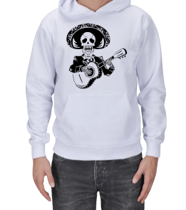 Gitarist İskelet Hoodie Erkek Kapşonlu