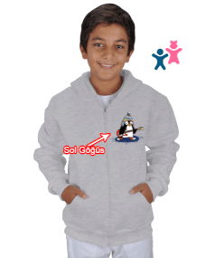 Gitarist penguen Çocuk Kapüşonlu Hoodie Fermuarlı