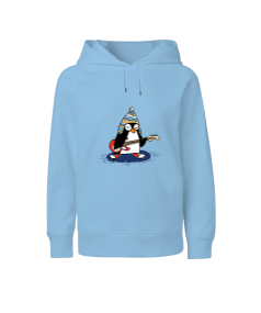 Gitarist penguen Çocuk Unisex Hoodie Kapüşonlu