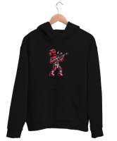 Gitarist Robot Siyah Unisex Kapşonlu Sweatshirt - Thumbnail