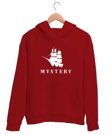 Tisho - Gizemli Yelkenli - Mystery Kırmızı Unisex Kapşonlu Sweatshirt