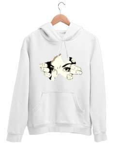 Gizlenen insan Beyaz Unisex Kapşonlu Sweatshirt