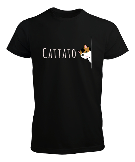 Tisho - Gizlenmiş Kedi - Cattato Siyah Erkek Tişört