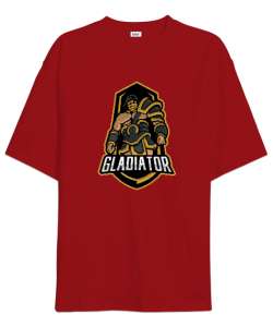 Gladyatör - Gladiator Kırmızı Oversize Unisex Tişört