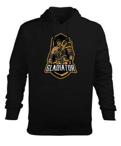 Gladyatör - Gladiator Siyah Erkek Kapüşonlu Hoodie Sweatshirt