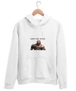 god of war Beyaz Unisex Kapşonlu Sweatshirt