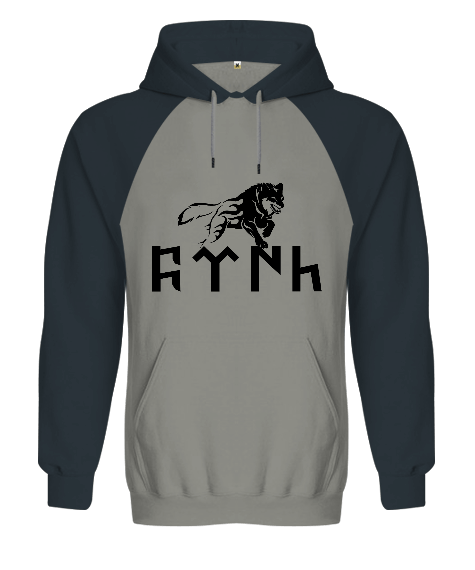 Göktürk Yazı Tasarımlı Orjinal Reglan Hoodie Unisex Sweatshirt - Tisho